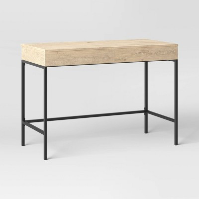 Loring Wood Writing Desk with Drawers and Charging Station Oak - Threshold™ | Target