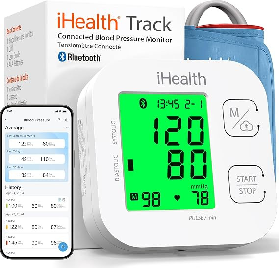 iHealth Track Smart Upper Arm Blood Pressure Monitor with Wide Range Cuff that fits Standard to L... | Amazon (US)