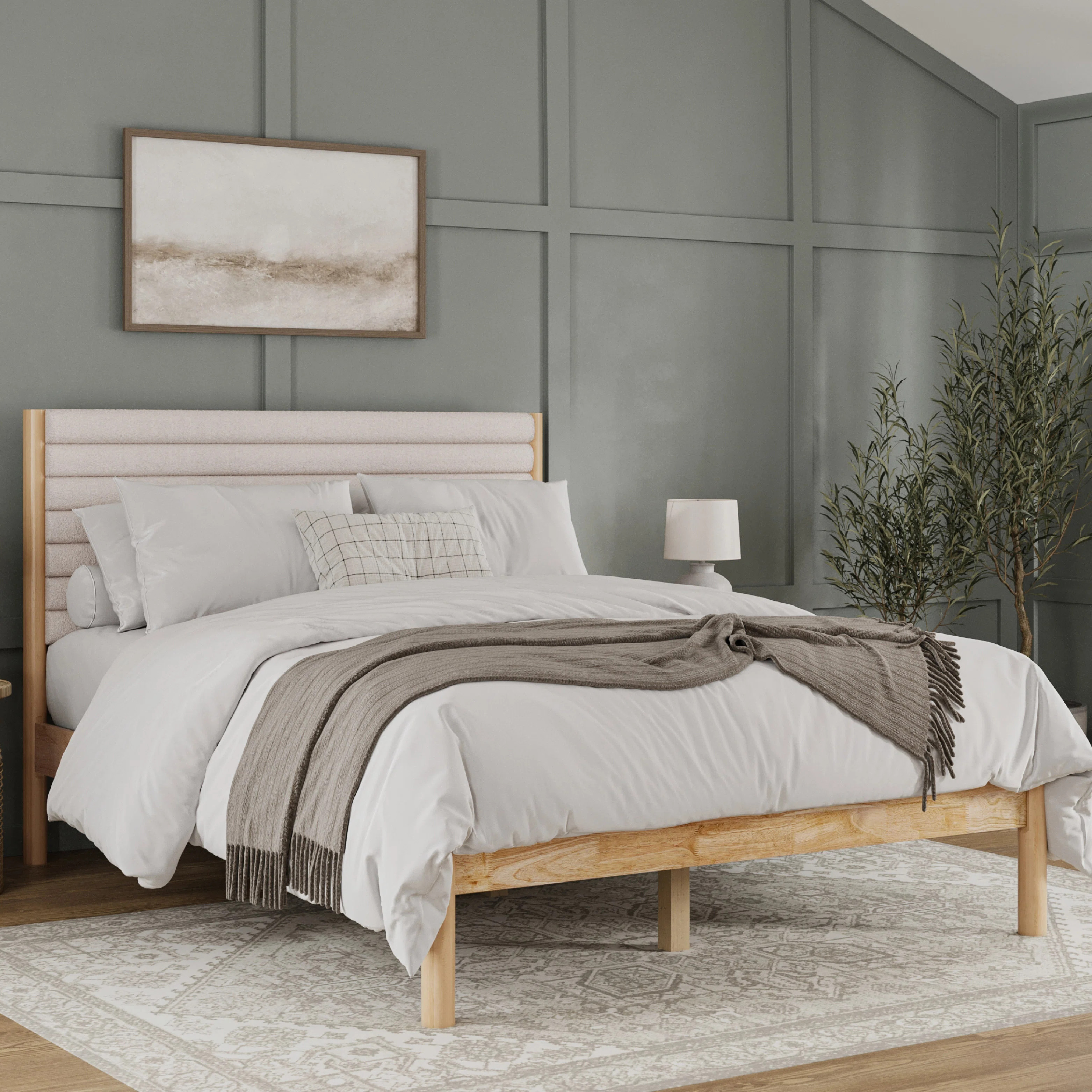 Latitude Run® Godric Boucle Upholstered Platform Solid Wood Bed & Reviews | Wayfair | Wayfair North America