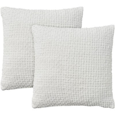 Mina Victory Lifestyle Woven Chenille 18" x 18" Set of 2 Indoor Throw Pillow White | Target