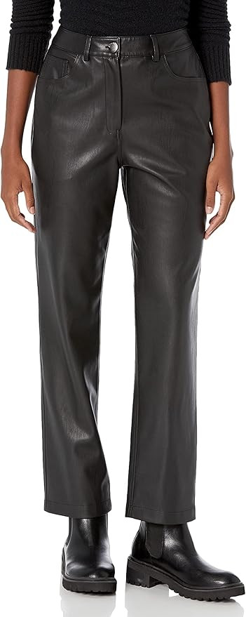 The Drop Women's Jack Vegan Leather High Waisted Straight Leg Pant | Amazon (US)