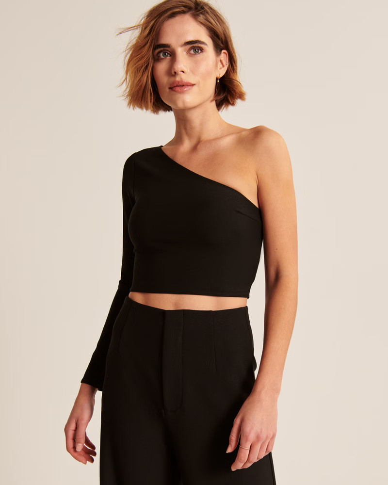Women's Long-Sleeve One-Shoulder Top | Women's Tops | Abercrombie.com | Abercrombie & Fitch (US)