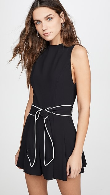 Harlan Mockneck Pleated Romper with Belt | Shopbop
