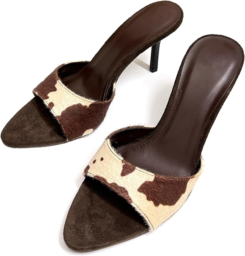 Women'S Suede Pointed Open Toe Stiletto High Heel Mules Sandals Sexy Backless Slingback Slip-On K... | Amazon (US)