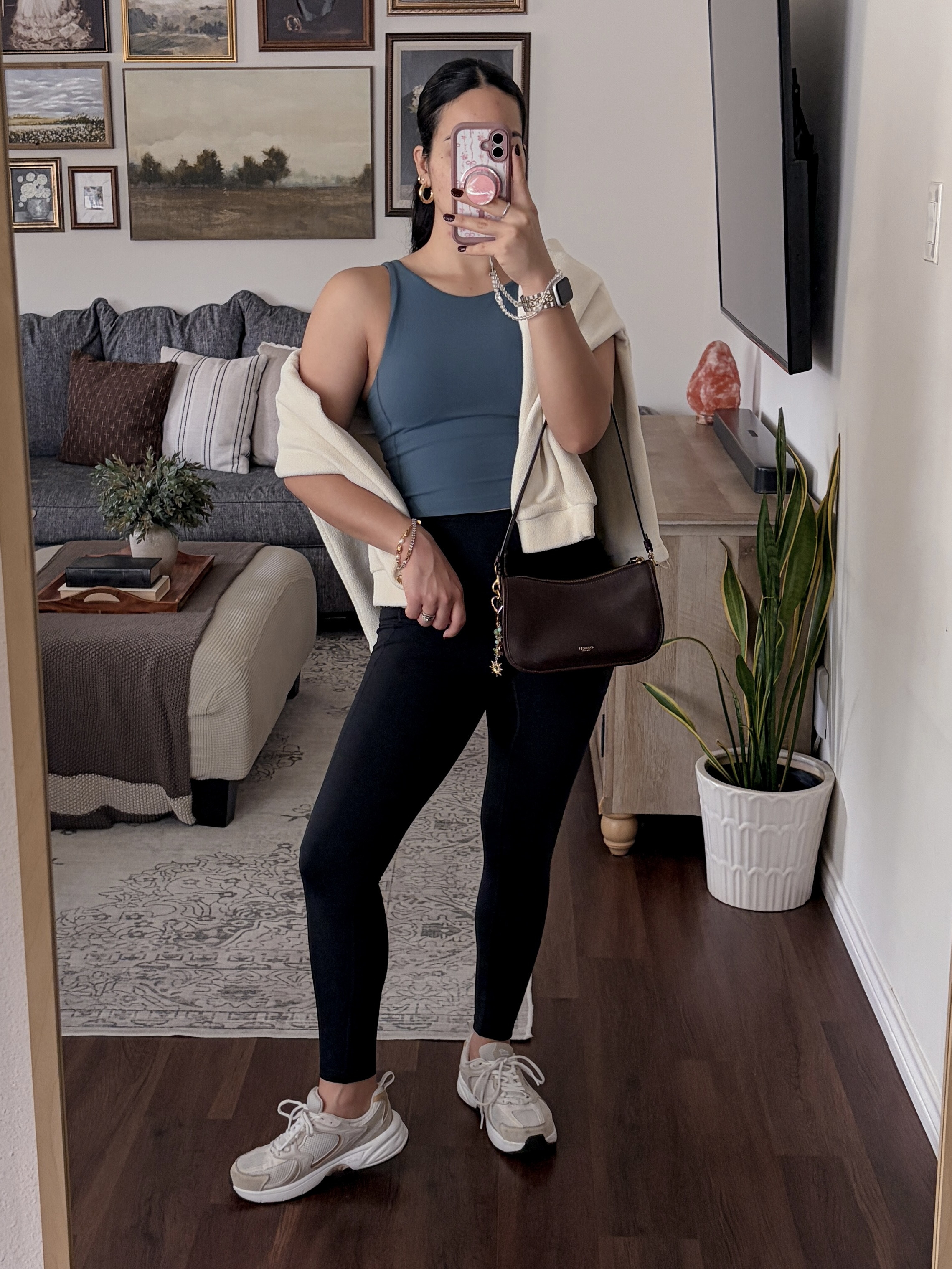 wearing the activewear in a size medium. the top is in the color dark jasper & the bottoms are in the color black. 🖤 colorfulkoala, colorfulkoala activewear, colorfulkoala leggings, colorfulkoala workout set, black workout set, black activewear, matching workout set, matching activewear set, workout outfit, gym outfit, gym clothes, gym style, athleisure outfit, athleisure wear, pilates outfit, pilates set, workout leggings, high waisted leggings, black leggings, workout tank top, black tank top, cropped workout top, seamless activewear, activewear set, women’s activewear, affordable activewear, affordable workout clothes, lululemon dupe, lululemon alternatives, amazon activewear, fitness outfit, walking outfit, running errands outfit, casual athleisure, sporty outfit, everyday activewear, neutral activewear, black workout clothes, fall workout outfit, gym to street outfit, comfy workout outfit, workout clothes for women, activewear finds, colorfulkoala review, colorfulkoala try on, activewear try on, fitness fashion, workout outfit ideas  

 #LTKgrwm #LTKootd #LTKfitnessgoals