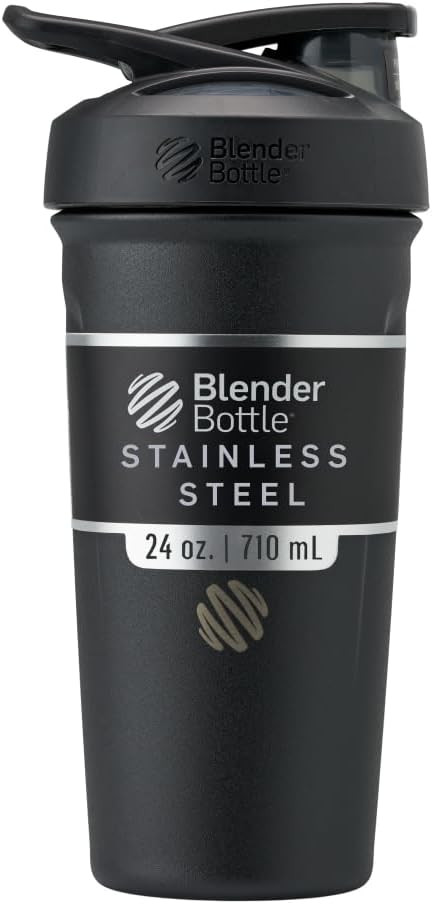BlenderBottle Strada Shaker Cup Insulated Stainless Steel Water Bottle with Wire Whisk, 24-Ounce,... | Amazon (US)