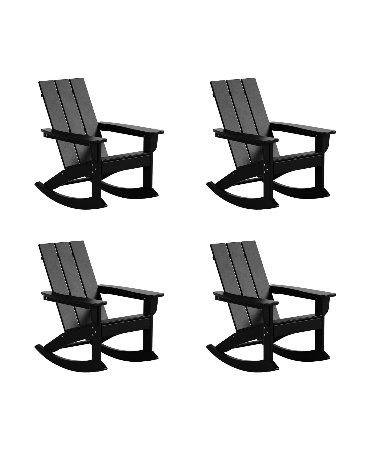 WestinTrends Modern Adirondack Outdoor Rocking Chair (Set of 4) - Black | Macy's