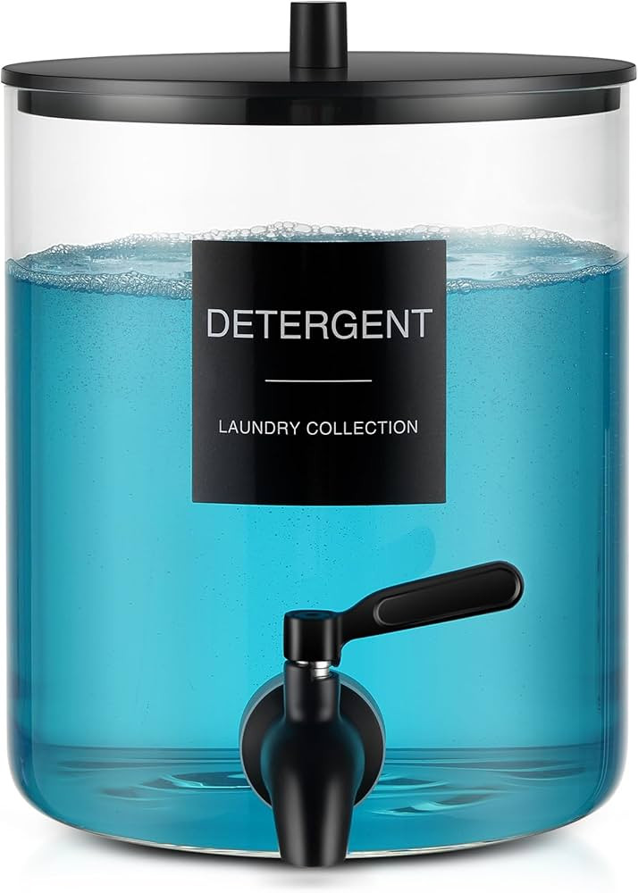Glass Laundry Detergent Dispenser, 128 oz / 3.5L Fabric Softener Dispenser for Laundry Room Organ... | Amazon (US)