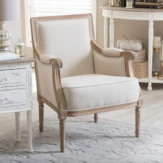 Chavanon Wood & Cotton Traditional French Accent Chair | Bed Bath & Beyond