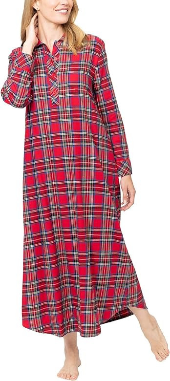 PajamaGram Long Flannel Nightgown - Women Nightgown, Plaid | Amazon (US)