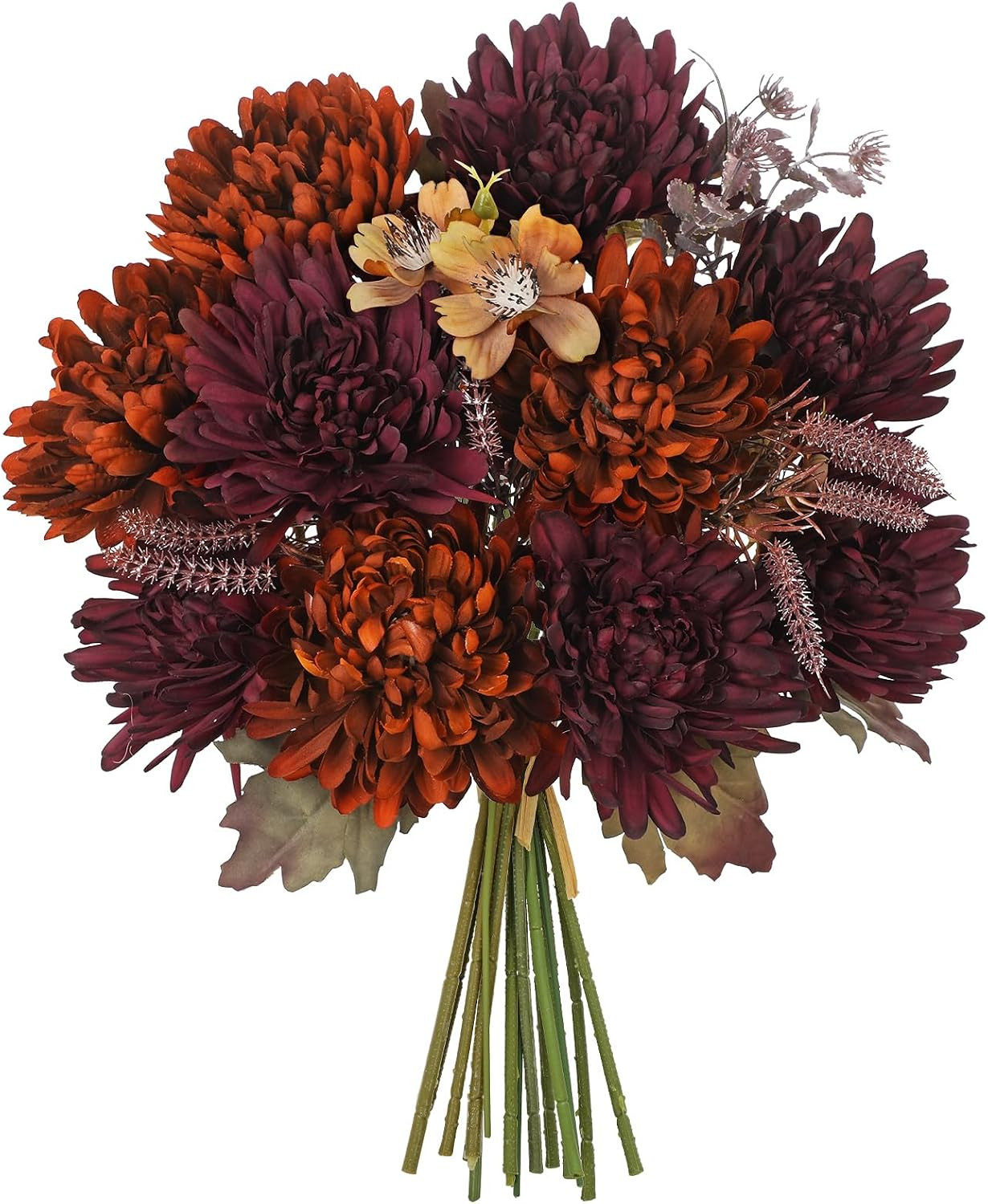 2 Bundles Fake Fall Chrysanthemums Flowers Artificial Mums for Outdoors | Amazon (US)
