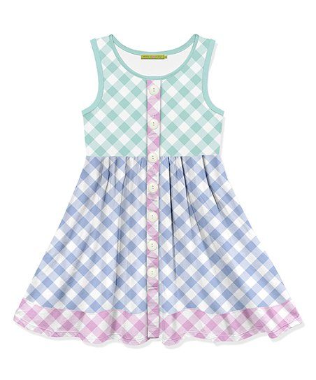 Millie Loves Lily Mint & Periwinkle Gingham Sleeveless Button-Front A-Line Dress - Infant, Toddle... | Zulily