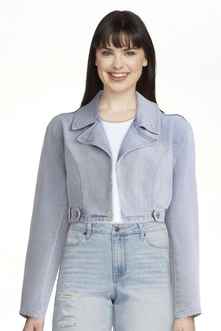 Madden NYC Women’s Cropped Denim Moto Jacket, Sizes XXS-XXL | Walmart (US)