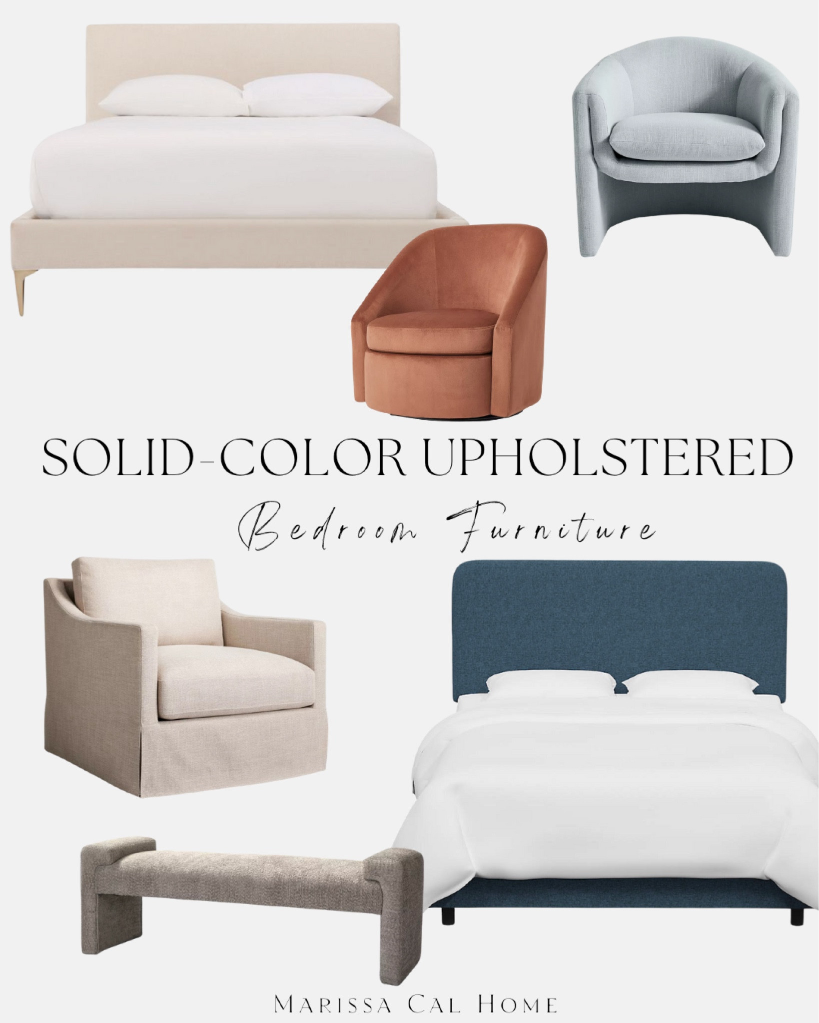 Solid color upholstered bedroom furniture // linen armchair // accent chair // fabric headboard // velvet chair // timeless traditional // bedroom bench // Target finds // Anthropologie // West Elm

#LTKhome