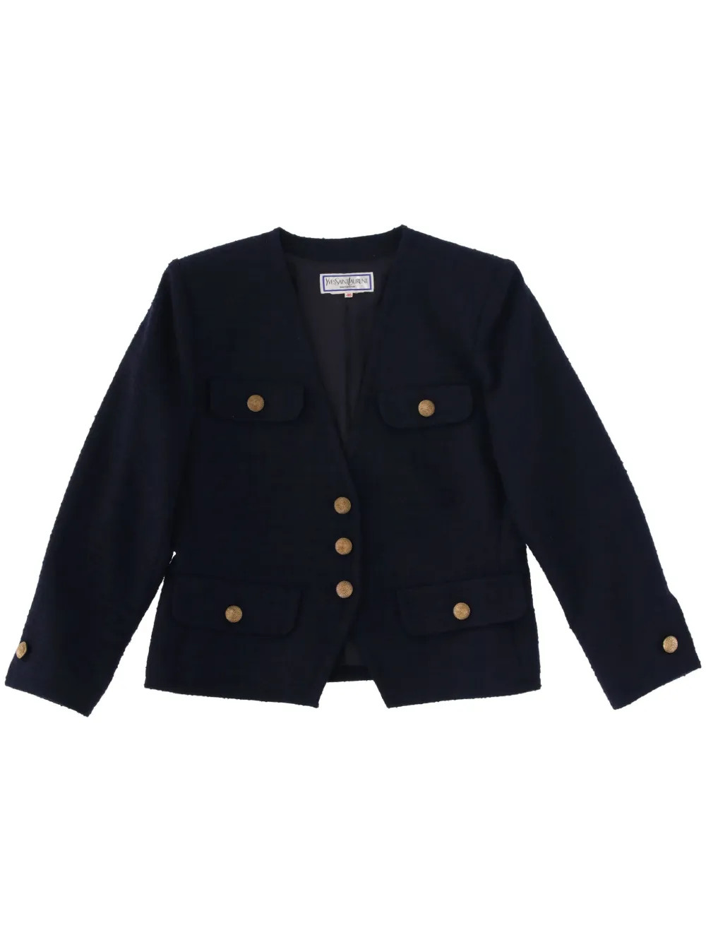 Saint Laurent Pre-Owned 1980s long-sleeve Jacket | Blue | FARFETCH | Farfetch Global