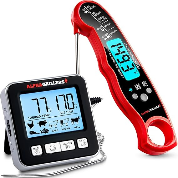 Alpha Grillers Instant Read Meat Thermometer for Cooking Grill and BBQ Griddle with Professional ... | Amazon (US)