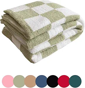 Ultra-Soft Checkered Blanket Microfiber Sage Green Checkerboard Blanket Reversible, Plaid Cozy Fu... | Amazon (US)