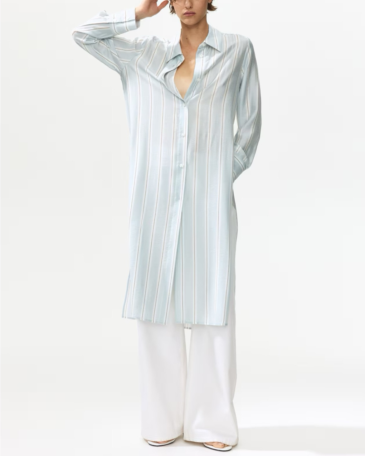 Light blue striped midi shirt dress 

#LTKSeasonal