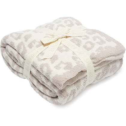 100% Polyester Microfiber Fluffy Leopard Knitted Throw Blanket Super Soft Cozy Lightweight Thick Bla | Amazon (US)