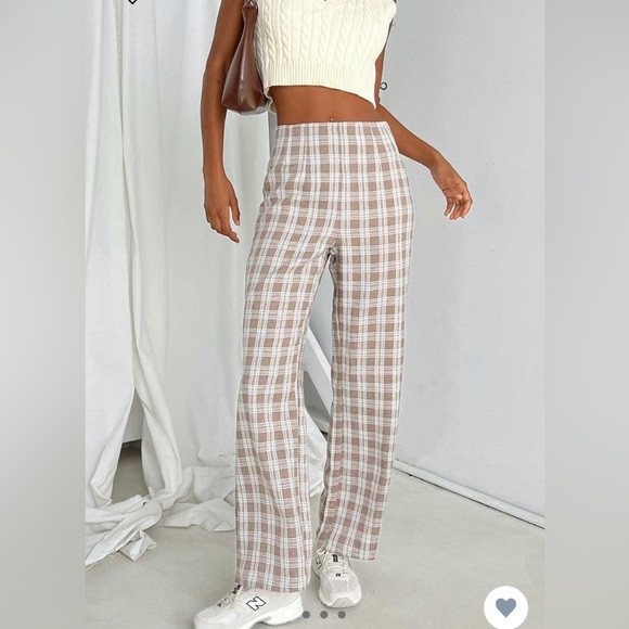 Caronia Check Pants in Beige | Poshmark