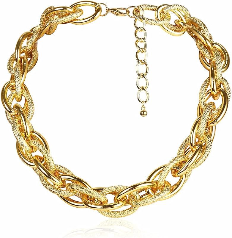 N A Chunky Gold Chain Necklace Heavy Silver Chain Necklace Punk Choker Rectangle Curb Cuban Link ... | Amazon (US)