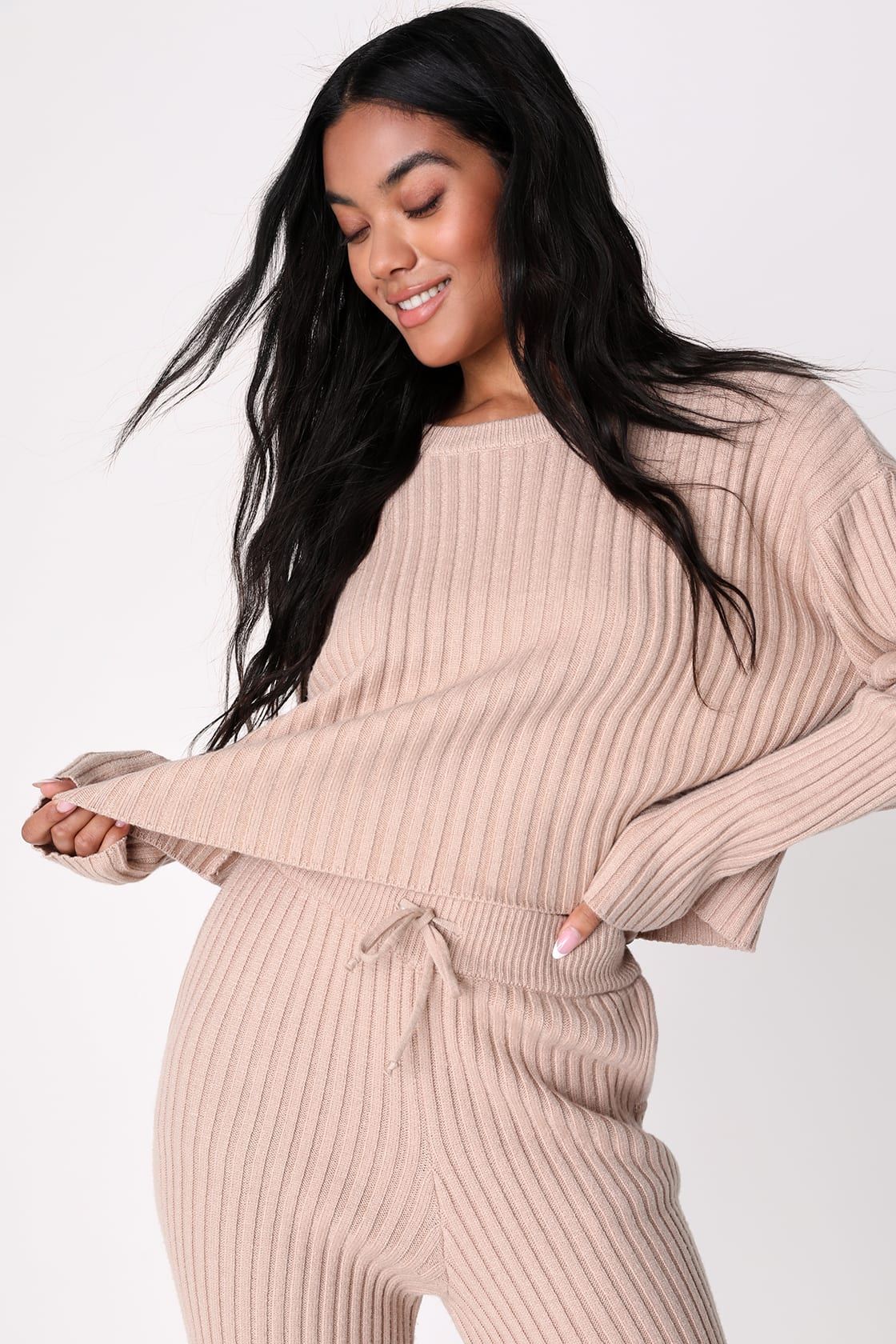 Ready to Cuddle Taupe Ribbed Cropped Sweater Top | Lulus (US)