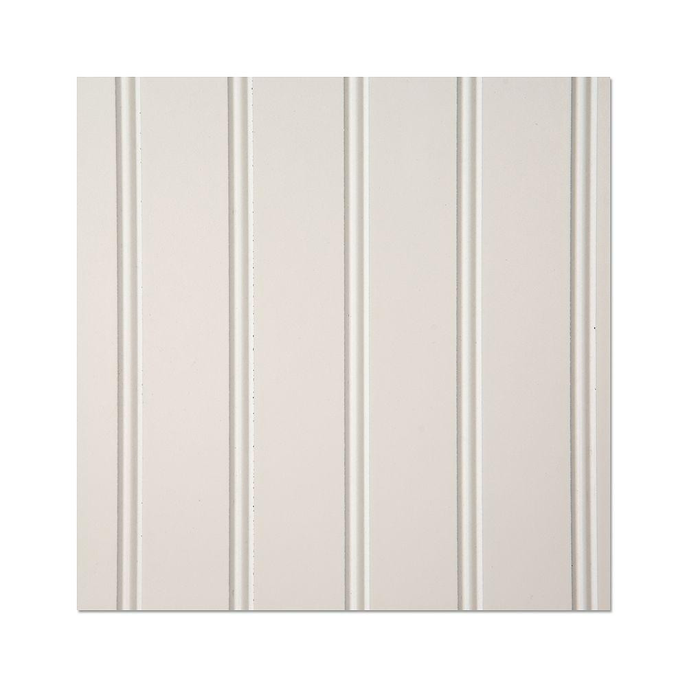 EUCATILE 32 sq. ft. 3/16 in. x 48 in. x 96 in. Beadboard White True Bead Panel-975-759 - The Home... | The Home Depot