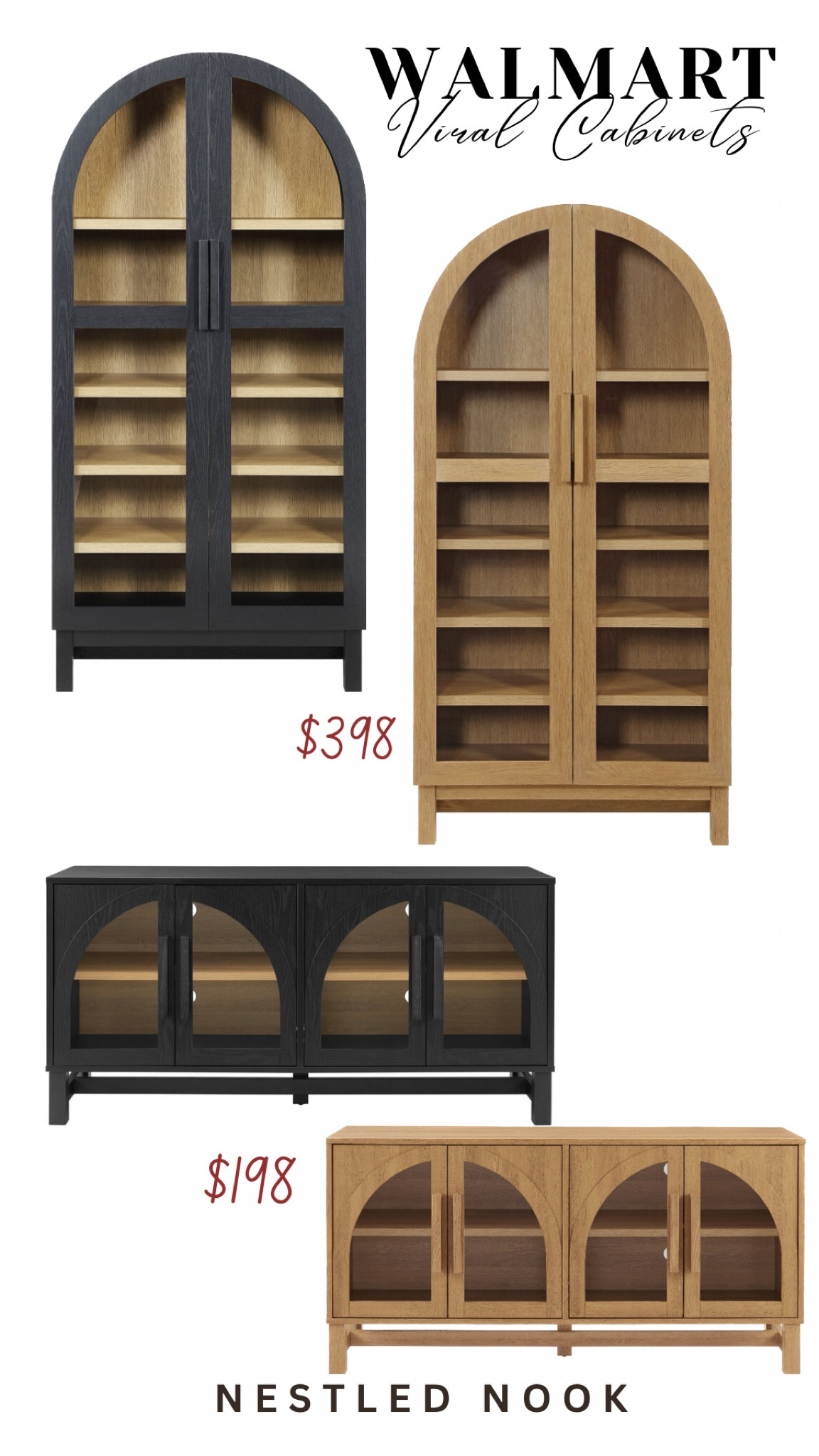 These viral Walmart cabinets keep selling out but they also come back in stock several times a day.

I was able to snag 2 tall arched cabinets in black, waiting for the TV console to be back in stock.

If you are looking for these, keep checking refreshing the link whenever you get a chance and who knows, you might get lucky !

#LTKhome #LTKMostLoved