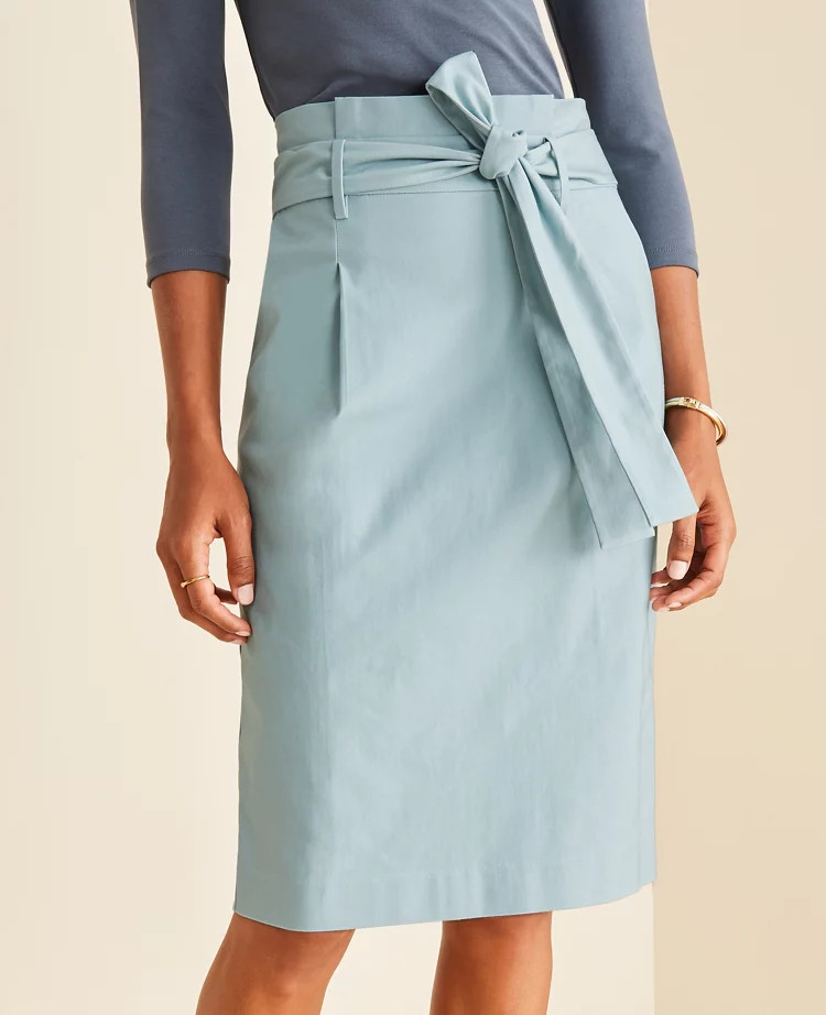 Petite Pleated Tie Waist Pencil Skirt | Ann Taylor | Ann Taylor (US)