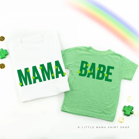 MAMA/BABE - Mini Shamrocks - Set of 2 Shirts | St. Patrick's Day Shirts Kids | Mommy and Me Shirt... | Etsy (US)