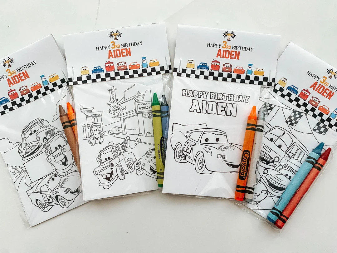 Cars Party Favors, Party Favor Mini Coloring Sheets & Crayons, Lightning Mcqueen Party Favor, Rac... | Etsy (US)