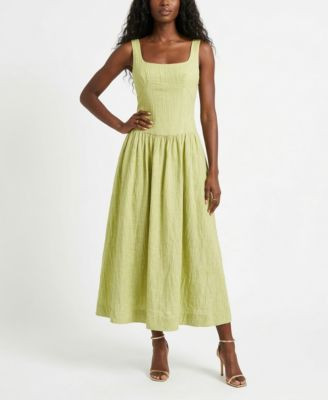 Women's Square Neck Pucker Stripe Drop Waist Dress | Macy's