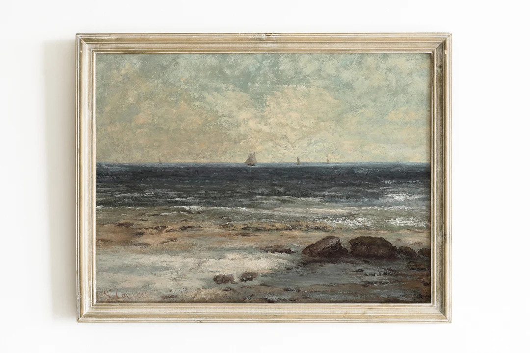 Vintage Seascape Painting, Nautical Wall Art, Muted Tone Decor, Printable Wall Art 177 , INSTANT ... | Etsy (US)