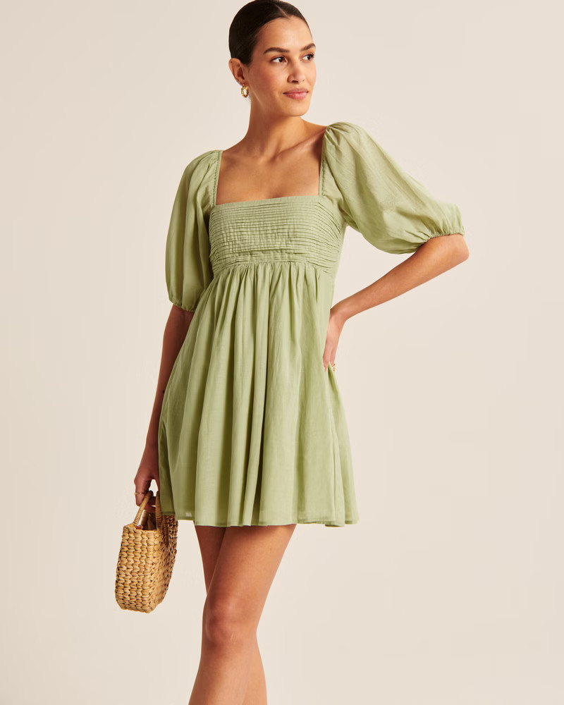 Ruched Puff Sleeve Mini Dress | Abercrombie & Fitch (US)
