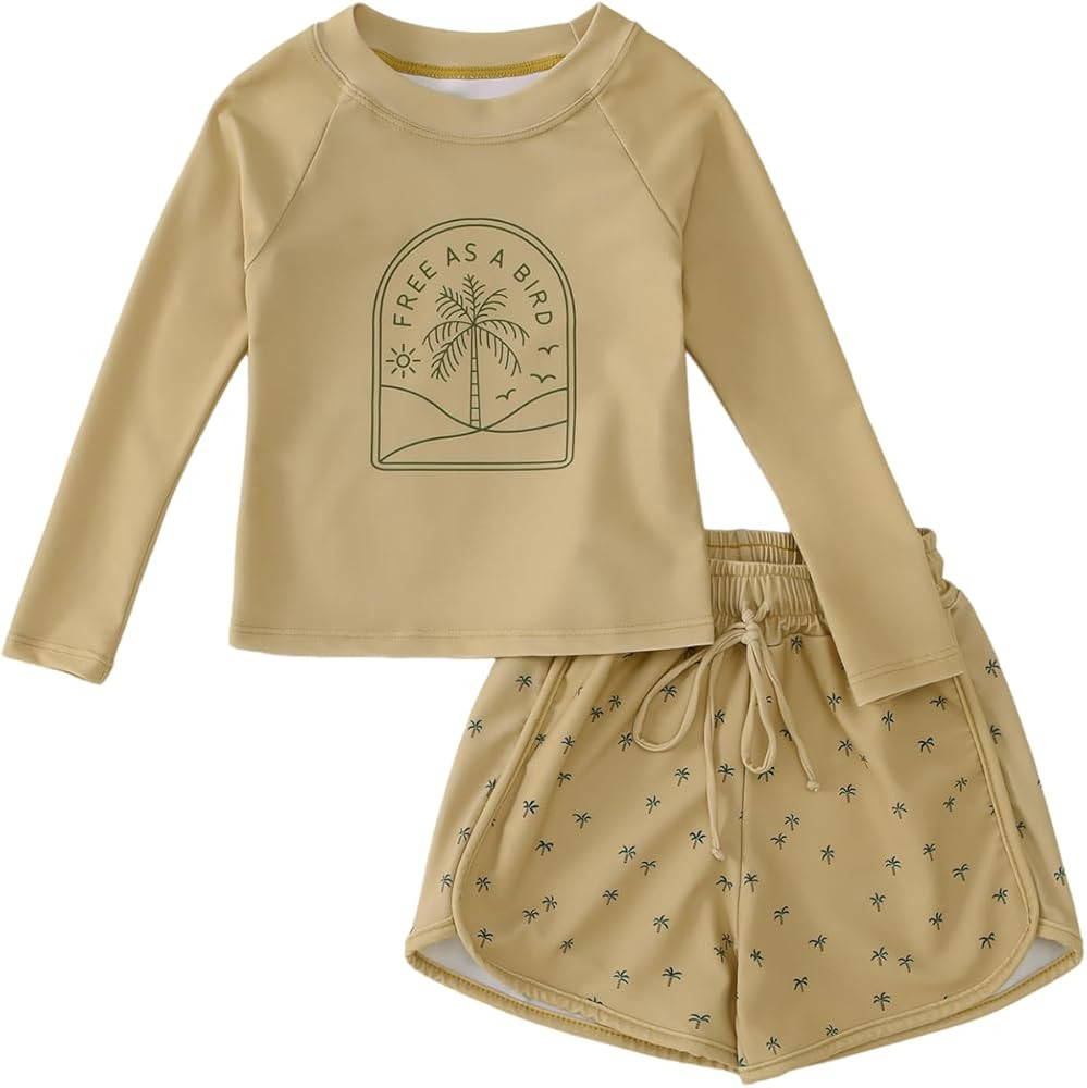 Toddler Baby Boy Rash Guard Swimsuits 2 Piece Set Long Sleeve Swim Shirts Set Quick Dry Bathing S... | Amazon (US)