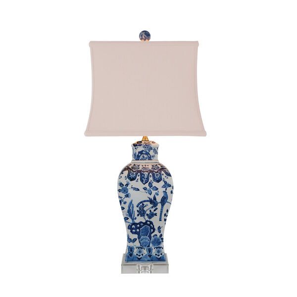 Blue and White Porcelain Square Vase Table Lamp | Bellacor