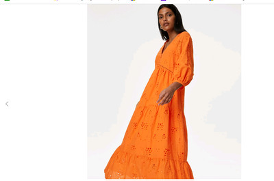 M&S COLLECTION  Pure Cotton Broderie V-Neck Midaxi Dress  Size 12 Regular | eBay UK