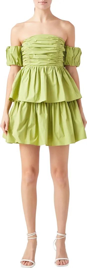 Ruched Tiered Off the Shoulder Minidress | Nordstrom