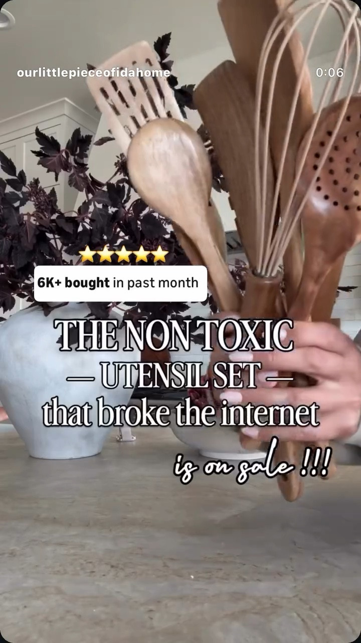 ⭐️⭐️⭐️⭐️⭐️ I finally ditched my old plastic utensils for this non-toxic teakwood 10-piece utensil set—and I’m never going back. 🍳
	•	Heat resistant + gentle on cookware
	•	Solid wood = no melting or toxic chemicals
	•	Looks so high-end for only $25 on deal right now

Your kitchen deserves better than warped, plastic spoons. This luxe-for-less upgrade makes cooking feel boujee without breaking the bank.

✨ Tap to shop while it’s still on sale!

#amazonfinds #kitchenmusthaves #kitchenorganization #luxeforless #nontoxickitchen #amazonhome #amazonkitchen #woodenutensils #homefinds #boujeeonabudget #kitchendecor #cookwareessentials
#founditonamazon

#LTKFindsUnder50 #LTKHome #LTKSaleAlert

#LTKFindsUnder50 #LTKSaleAlert #LTKHome