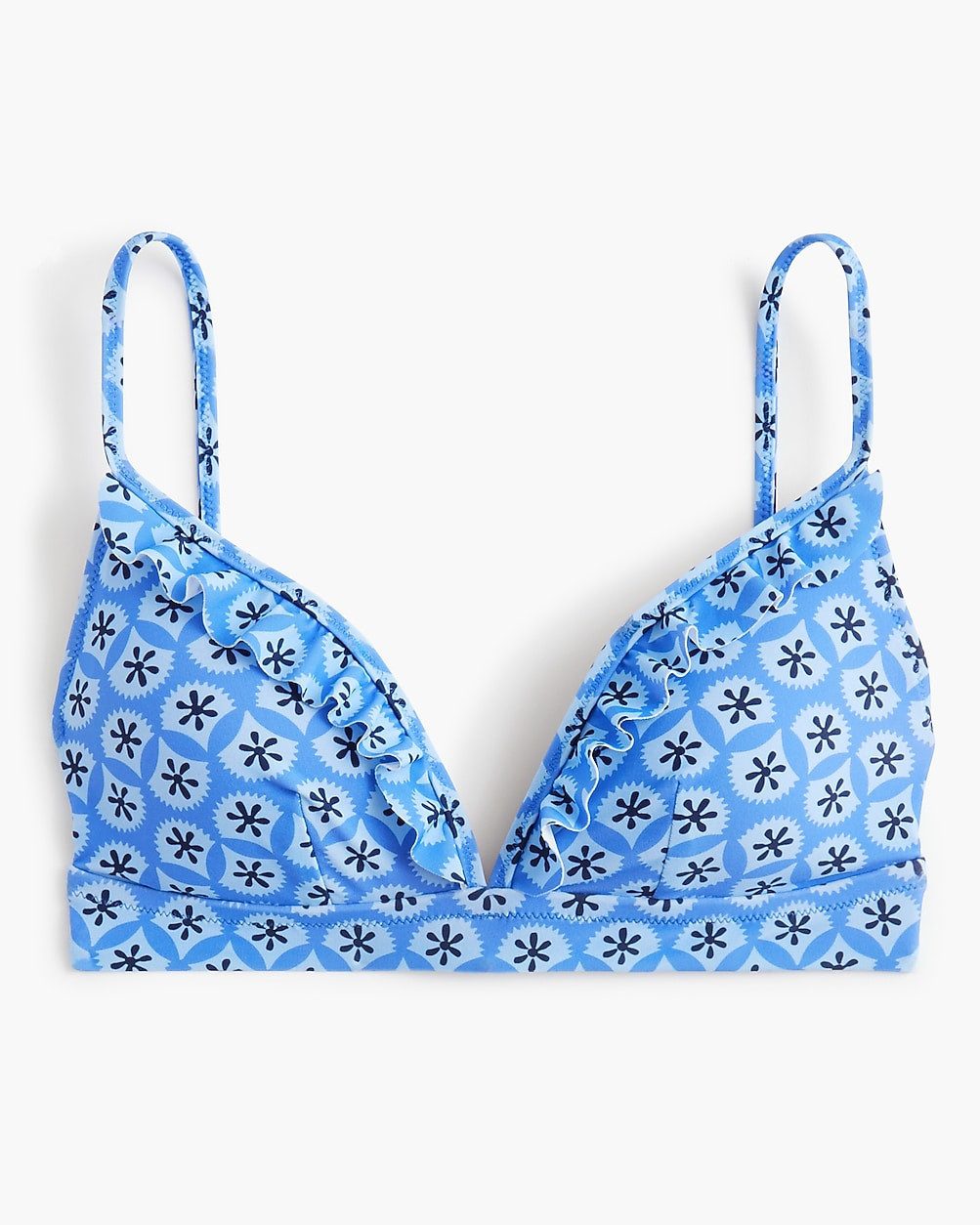Printed french bikini top with ruffles | J.Crew Factory