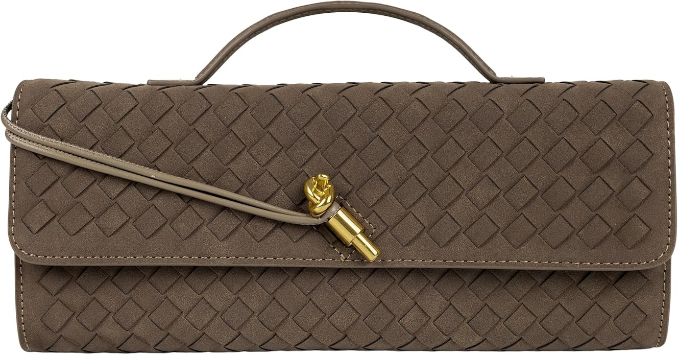 Woven Purse for Women Evening Clutch Woven Leather Handbags Crossbody Bag Formal Evening Bag | Amazon (US)