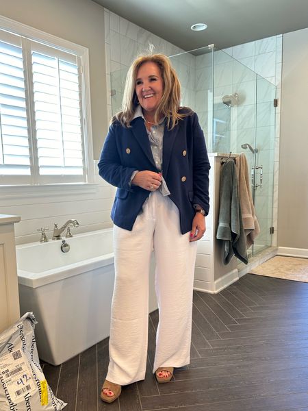 Abercrombie sale! My favorite pants are 20% off. I liked the reg length to wear a little heel. Size 31 reg. 

Blazer size XL. It’s a knit and is so comfy. And lined. 10% off with code NANETTE10

Blouse size L. A relaxed fit button down  

#LTKmidsize #LTKover40 #LTKworkwear