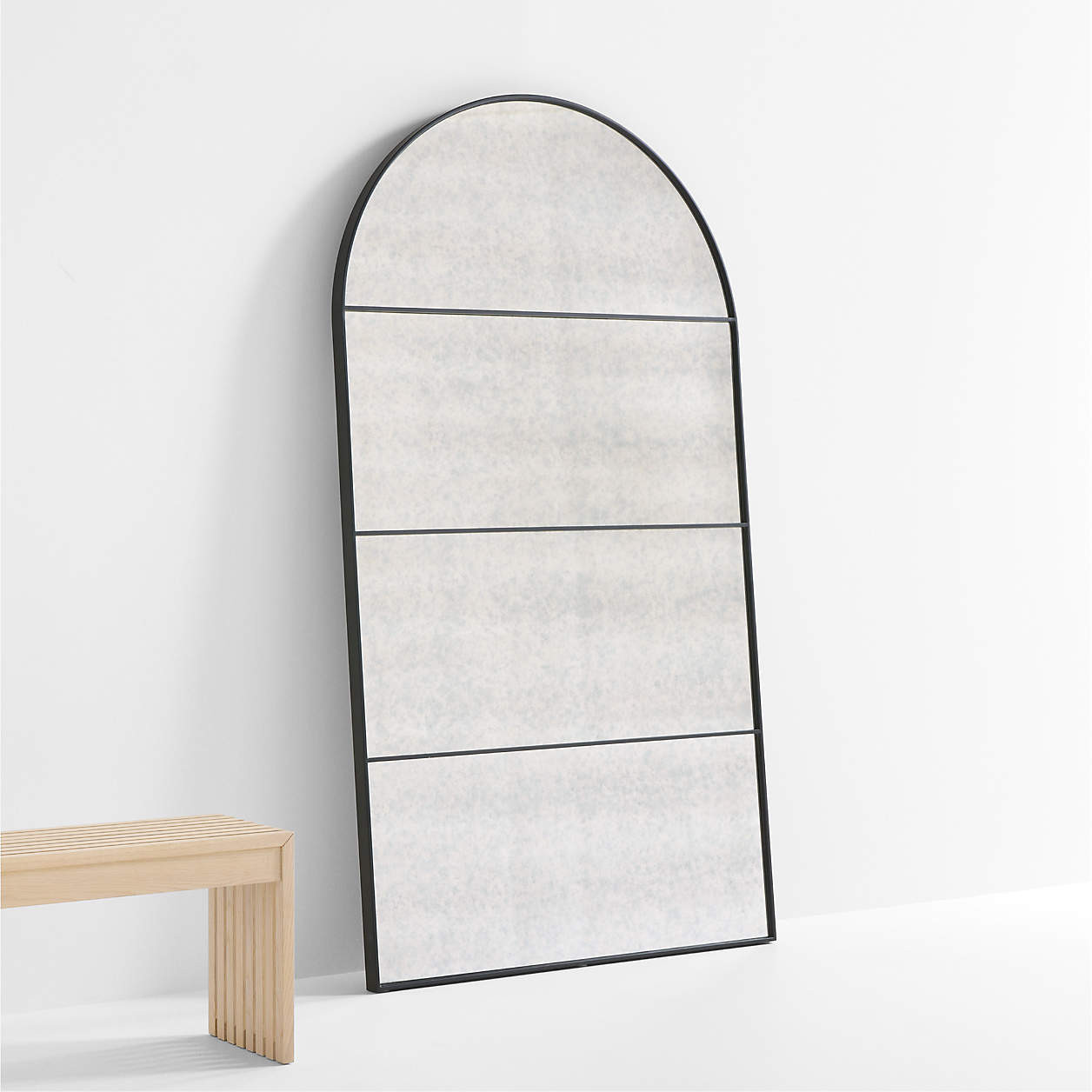 Navara Black Antiqued Arched Floor Mirror 44"x80" + Reviews | Crate & Barrel | Crate & Barrel