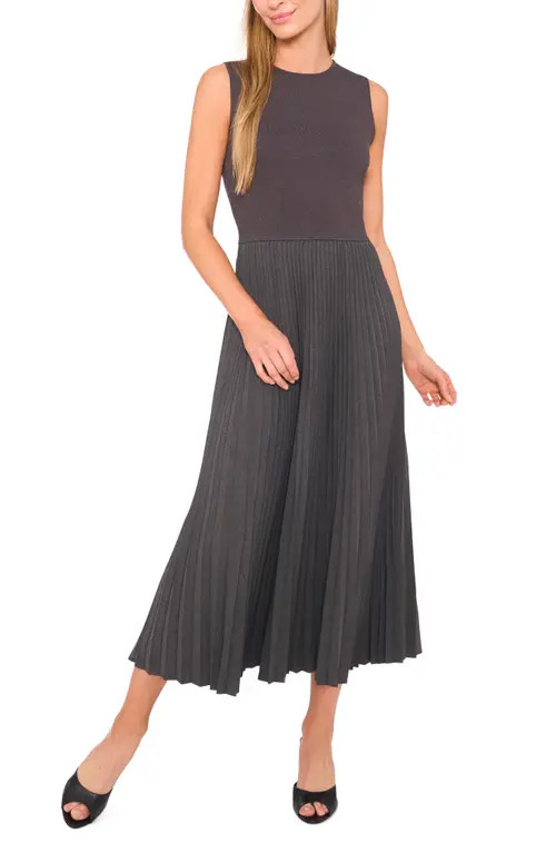 halogen(r) Mixed Media Sleeveless Maxi Dress in Greystone Heather at Nordstrom, Size Large | Nordstrom