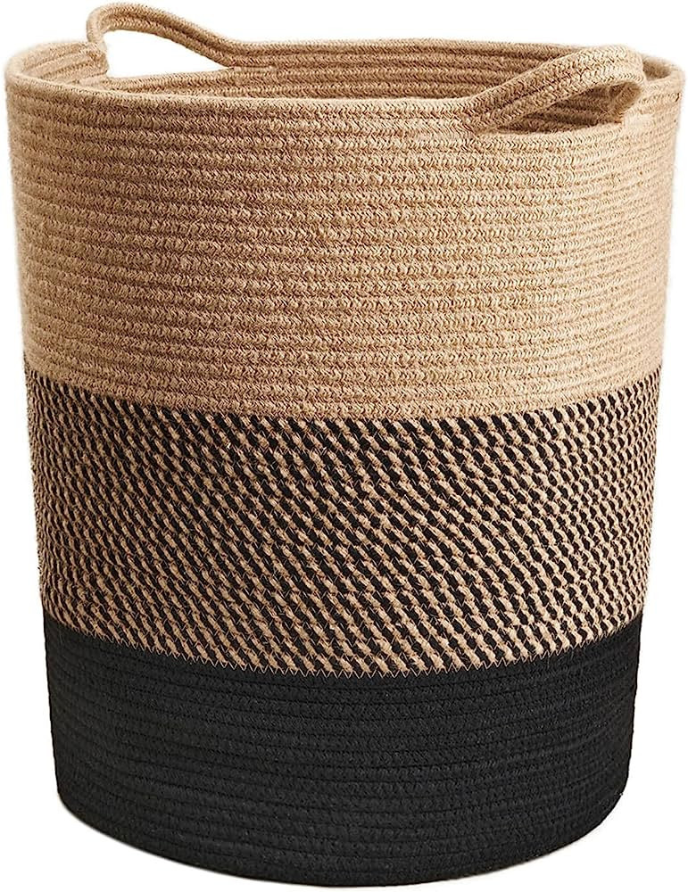 INDRESSME Large Jute Rope Basket - Tall Laundry Basket Hamper for Dirty Clothes Woven Jute Storag... | Amazon (US)