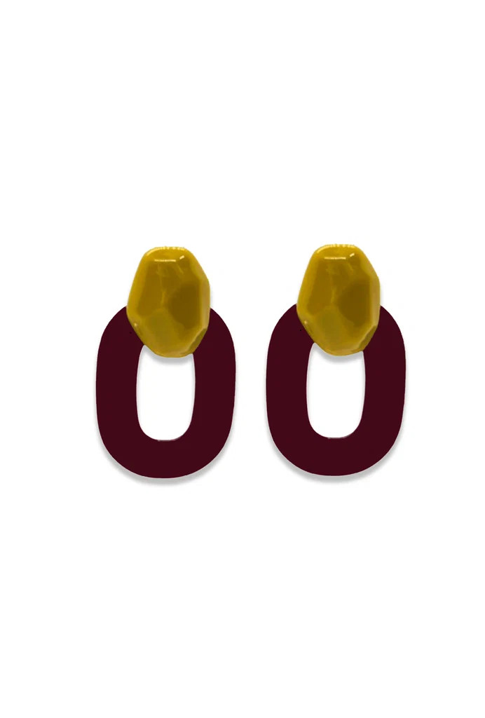 Big O Earring - Citron & Eggplant | Shop BURU