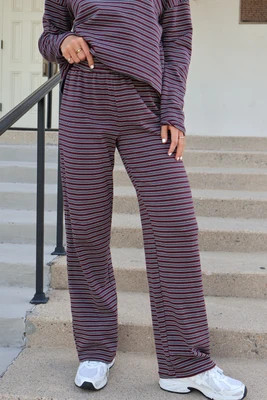 Carson Stripe Pants in Wine | Henly