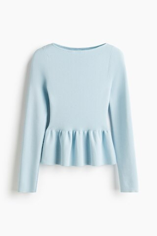H & M - Knit Peplum Top - Light Blue | H&M (US + CA)