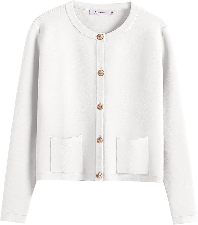 ANRABESS Women Striped Cardigan Sweaters Button Down Cropped Knit Lady Jackets Coat 2025 Fall Out... | Amazon (US)