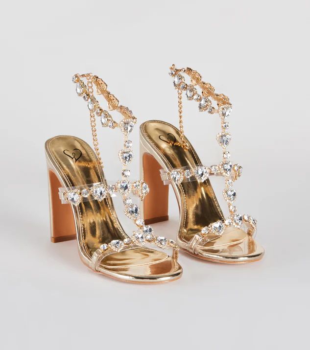 Uncovered Gemstone Metallic Block Heels | Windsor Stores